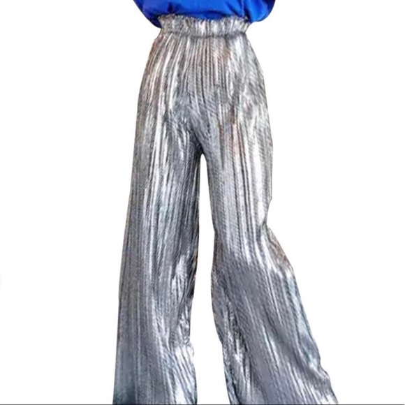 ginatricot Pants - Metallic Pleated Trousers